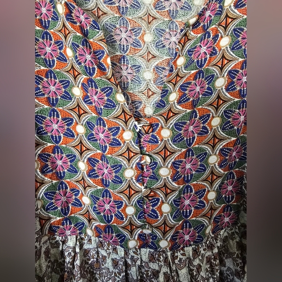 Umgee Peasant Puff Sleeve Mini Dress Floral Size S Oversized Boho - Picture 4 of 6